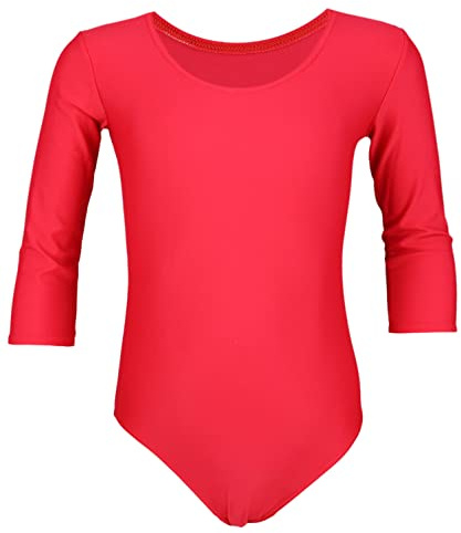 Aquarti Justaucorps de Danse Classique à Manches 3/4 de Gymnastique et Ballet pour Fille, Rouge, 146