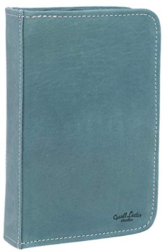 Gusti Federtasche Leder - Yannick Damen und Herren FederMäppchen Federmappe Stifteetui Blau Leder