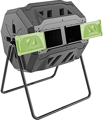 EJWOX Garden Compost Bin from BPA Free Material, Dual Rotating Outdoor Composting Tumblers (43 Gallon,Green)