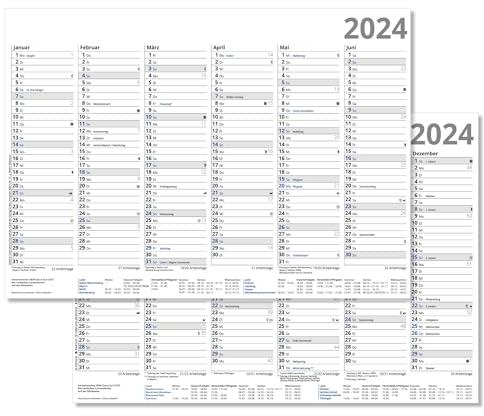 Tafelkalender 2026 Halbjahreskalender 6 Monate auf Vor- und Rückseite, DIN A4, Format 21 x 29,7 cm, stabile Ausführung, blaue Sonn- und Feiertage