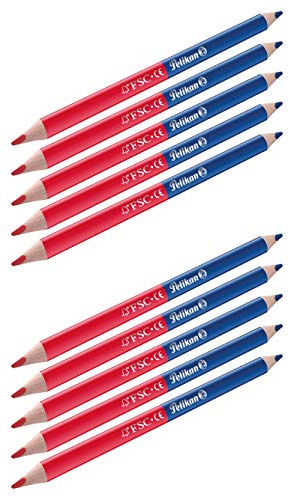 Pelikan 810838 Buntstifte (dick, dreieckig) zweifarbig rot und blau (10 Stück, dick)