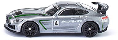 siku 1529, Mercedes-AMG GT4 Sportwagen, Metall/Kunststoff, Silber, Großer Heckflügel, Spielzeugauto für Kinder
