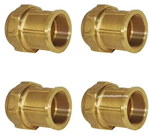 Suinga Pack 4 Raccordo Femmina in Ottone 25mm x 3/4'' per Tubo in Polietilene | Connessione Filettatura Femmina | Accessorio Certificato Aenor, d'oro