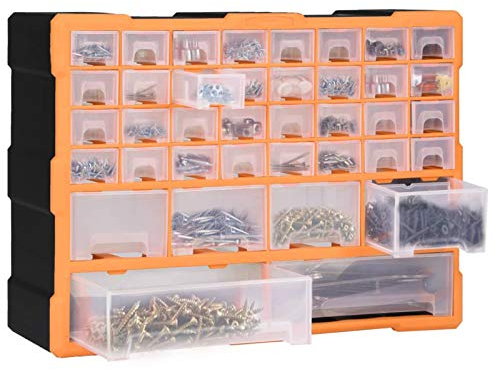 Tidyard Multi-Schubladenschrank Ordnungssystem, Kleinteilemagazin Stapelboxen Schüttenregal Sichtlagerkästen Lagersystem mit 40 Schubladen
