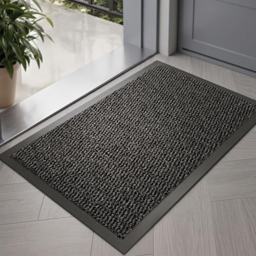 GULLAMBO Large Non Slip Door Mats Indoor 50cm x 80cm Rubber Backed Front & Back Door Doormats, Dirt trapper Barrier Mat, Absorbent Large Entrance Mat