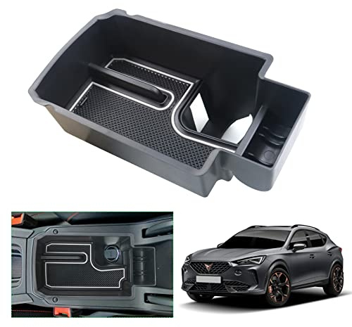 GAFAT 2020-2023 2024 Seat Leon MK4 /Cuprα Formentor Armlehne Organizer, Neu 2020 Seat Leon KL FR ST Mittelkonsole Aufbewahrungsbox Tray Mittelarmlehne Handschuhfach (Weiß)