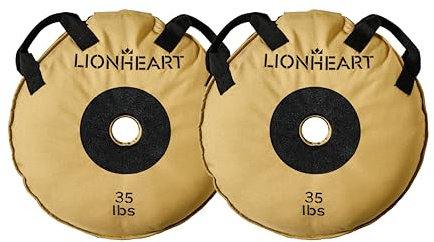 Lionheart Sand Bag Weight Plates Set | Sandbags for Working Out | Home Gym Bumper Plates | Travel-Friendly Sandbag for Fitness & Weight Training | Unfilled 35 lbs Plates (Set of 2)