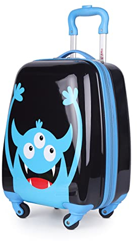 Hauptstadtkoffer - for Kids, Monster, Kinderkoffer, Trolley, Koffer für Kinder, Reisekoffer, Schwarz/Blau
