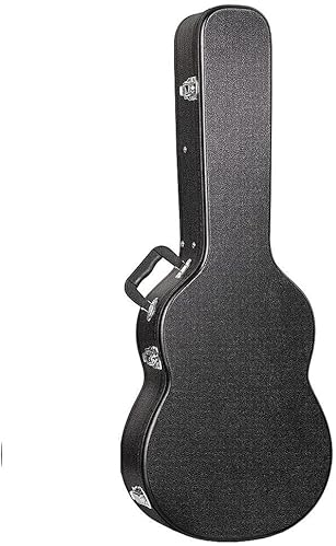 Generisch Gitarrenkoffer Deluxe Konzertgitarre - Robuster Koffer für Konzert- und Klassikgitarre - Kunstleder mit weichem Innenfutter - Integriertes Staufach und Tragegriff - Abschließbar - Schwarz