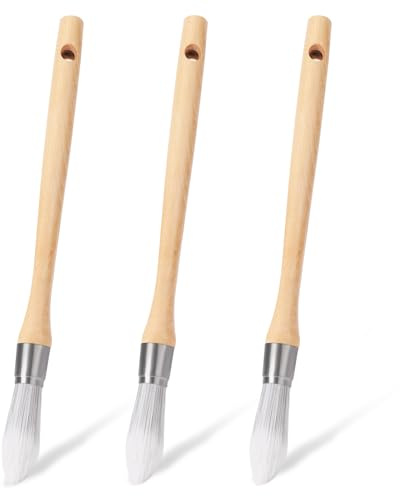 3 Pcs Trim Paint Brush Round Trim Brush Small Paint Brush Corner Paint Brush Painting Tool Kit for House Wall edging Furniture and Home Coloring(0.75 Inch)