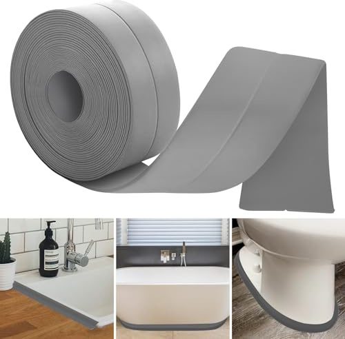 20m Weichsockelleiste Selbstklebend, Abschlussleiste Selbstklebend für Küche und Badezimmer, Weich Sockelleisten Selbstklebende aus PVC, Winkelleiste Selbstklebend, Fugendichtungsband (Grau)