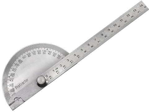 Gradskiva i rostfritt stål, 0-180 graders goniometer justerbar armvinkelmätare sökare mätlinjal för snickaringenjör arkitektur (solid)