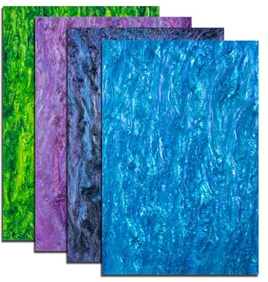 TOEPODO Pearl Cast Acrylic Sheets Pearlescent Glitter Acrylic Sheet 1/8 Thickness Acrylic Sheets for Laser Cutting for Art Design Crafting DIY Home Festival Decore (4, Sets, 8x12 Inch)