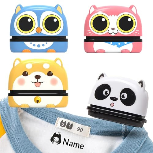 Sello Personalizado con Nombre para Usar en Ropa y Libros Infantiles Tinta Blanca Negra Reutilizable Sellos para Profesores (B)