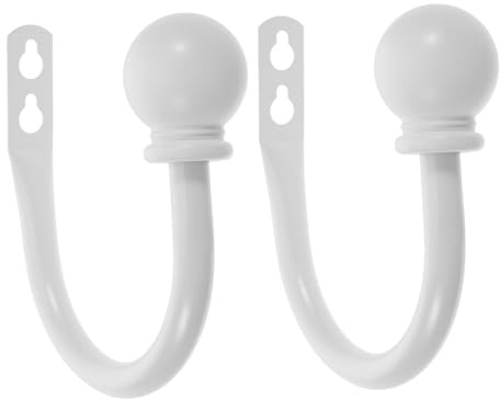 Cabilock 2 Juegos de Alzapaños para Cortinas de Pared en Hierro Blanco con Forma, Ganchos Resistentes para Cortinas, Ideales para Decoración del Hogar