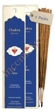 6 Ajna Chakra Incenso Naturale – Intuizione e Consapevolezza – 2x20 Stick | 2x20 Stick, Biologico Organico, Riequilibrio Energetico, Aromaterapia e Meditazione, Fatto a Mano India