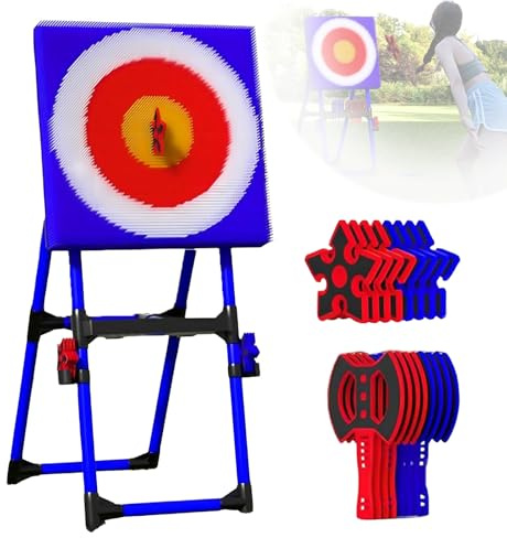 Jeu De Lancer De Hache, Jeu De Cible 2 En 1 Avec 8 Haches Volantes à Long Manche Et 8 FléChettes Six éToiles, Amusant Pour Les Adolescents Et Les Adultes,Blue-Ironpipe