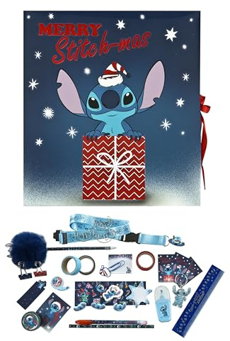 Undercover - Calendrier de l’Avent Disney Stitch - Boîte pliable avec ruban - 24 surprises créatives - Matériel de bricolage et articles de papeterie - Articles cadeaux