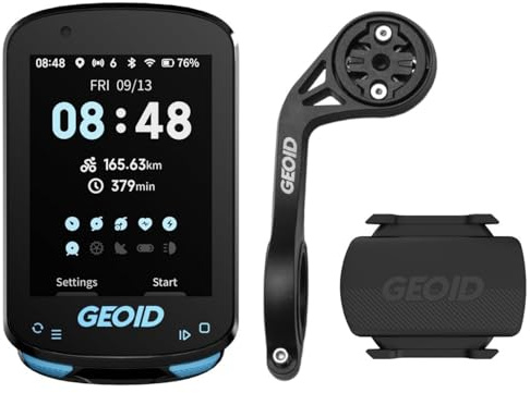 GEOID CC600 GPS-Fahrradcomputer mit CS600 Kadenz-/Geschwindigkeitssensor und verlängerter Lenkerhalterung – Set
