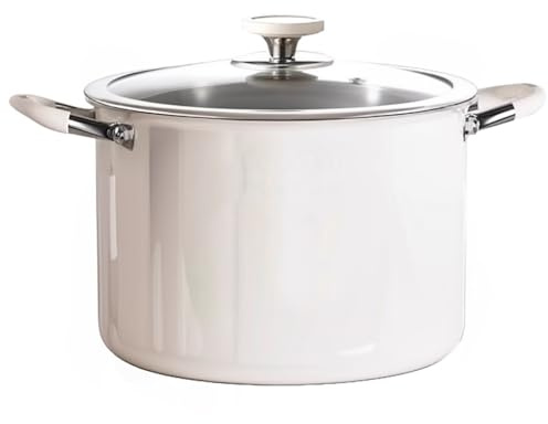 Large Ceramic Nonstick Stockpot with Silicone Handle & Lid Versatile 22cm Cooking Pot for Induction & Gas Stoves Perfect for Pasta & More.
