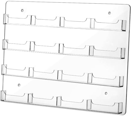 Harilla Visitenkartenhalter aus Acryl, Wandhalterung, Aufbewahrung mehrerer Broschüren, durchsichtiger Acryl-Aufkleber-Displayständer, durchsichtiges, 16 Taschen
