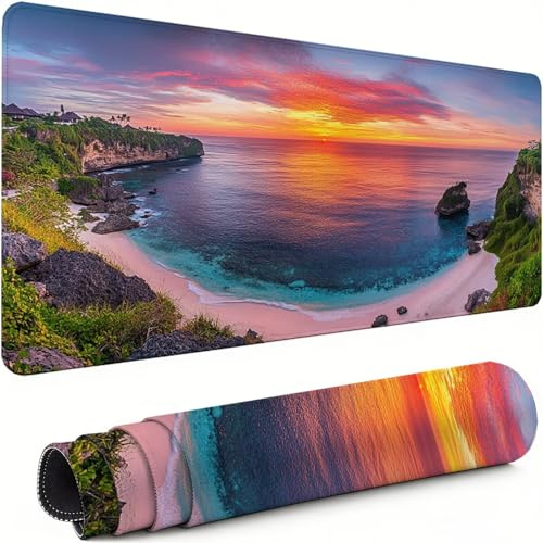 Gaming Mouse Pad Sunset Extended Mouse Mat 1200x600x3mm Non-Slip Desk Mat Large, Soft Smooth Surface, Comfortable Keyboard Pad Pink Improved Precision and Speed for Office Gifts for PC Gamers xg-273