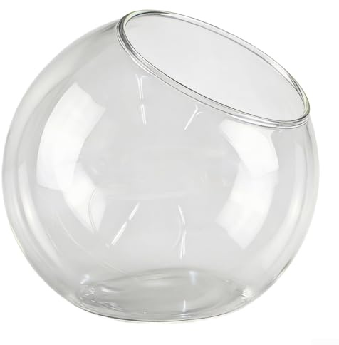 Vaso in vetro miniatura, sfera in vetro borosilicato trasparente, apertura inclinata orizzontale, per terrari fai da te e piante grasse (20 cm)