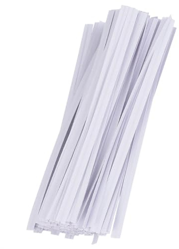 PACKOVE Fascetta di Tenuta in Carta per Imballaggio Bianco, Decorativa e Resistente, Filo di Ferro Avvolto in Carta per Progetti Craft e Confezionamento, da 1000 Pezzi