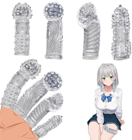 Quintrost Manicotti per Dita Punto G 4 Pezzi, Manicotti per Massaggio alle Dita Giocattoli Sessuali, Copertura per Dita Impermeabile Sex Toys per Coppie, Trasparente
