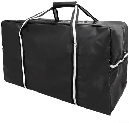 Bolsa de equipo de hockey sobre hielo, 30.7 pulgadas Bolsa de viaje grande de PVC resistente con malla ventilada, bolsa de patinaje (negro)