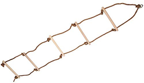 AMONIDA Scala di Corda da Arrampicata in Legno per Bambini, Giocattolo a Distanza Regolabile per Avventure all'Aria Aperta, Materiale Sicuro Non Tossico, Lunghezza 175 Cm