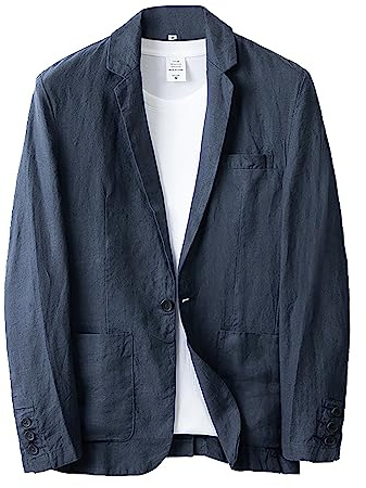 Ledig slim fit linnejacka för män lätt en sportrock business för bröllopsfest hemkomst mångsidig med modernt snitt