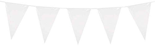 Boland 74703 – Mini banderines, 1 Pieza, tamaño 11 x 14 x 300 cm, Color Blanco, Cadena de Bandera, Boda, Bautizo, comunión, confirmación, decoración Colgante, Guirnalda de Aluminio, cumpleaños