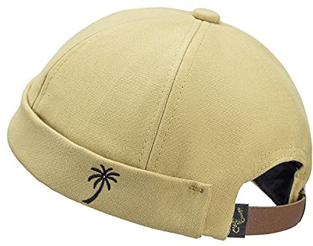 CLAPE Watch Cap Commando Work Beanie Corduroy Docker Leon Brimless Hat Rullad manschett Harbour hatt, Retro khaki, 54/60 cm