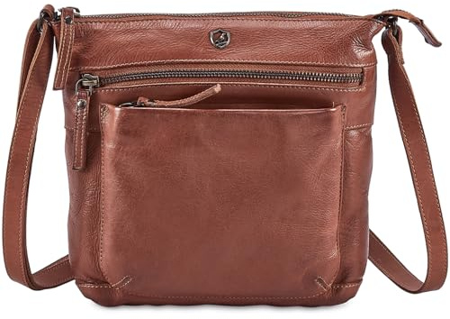 Cochoa Frauen Damen Vintage Echtes Leder Kleine Umhängetasche Ledertasche Handtasche