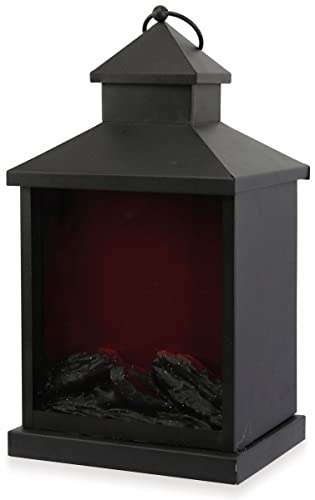 Grundig LED Laterne mit Kaminfeuer Effekt 37 cm Tischfeuer Wohndeko 20 x 37 x 16 cm
