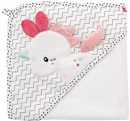 Fehn 057263 Kapuzenbadetuch Einhorn – Bade-Poncho aus Baumwolle mit süßem Einhorn für Babys und Kleinkinder ab 0+ Monaten – Maße: 80 x 80 cm