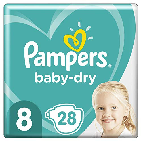 Pampers Baby Dry Blöjor Storlek 8 (17 kg+), 8 blöjor, Upp till 12 timmars skydd