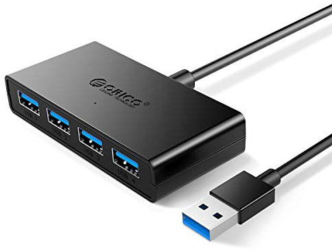 ORICO USB 3.0 HUB Splitter ad alta velocità, 4 porte, HUB, convertitore di espansione multi-interface, per laptop, uno per cavo di prolunga a 4 hub con connettore di alimentazione USB3.0, nero, 1,5 m