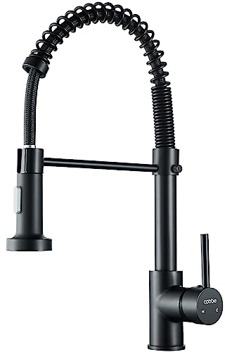 Cobbe Kitchen Sink Mixer Tap, Spring Kitchen Taps with Pull Down Sprayer, Commercial Kitchen Faucet Single Handle Lever, High Arc Swivel 360° 2 Spray Mode Mixer Tap (Black)