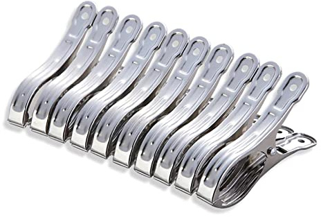 SHULLIN 10 Stück 8cm Edelstahl Große Wäscheklammern Handtuchklemmen Strandtuch Clips Federklemmen Handtuch Klammer für Tägliche Wäsche Strandtuch Badetuch Bettwäsche und Dicke Kleidung(Silber)