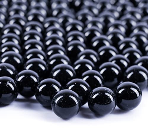 Galashield Black Glass Marbles Bulk Fillers | Round Beads for Vases, 1lb (Approx. 80 pcs)