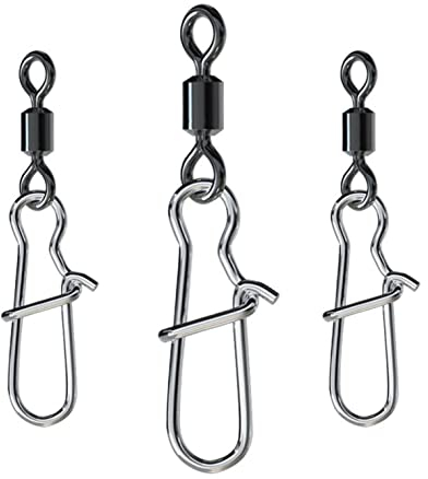 CRAZY SHARK 50 Stück Angelwirbel Set Angeln Edelstahl Barrel Wirbel Angel-Zubehör Set Schnell Rollende Angeln Connector Lock Snaps Line zu Haken Spinnwirbel, 5#