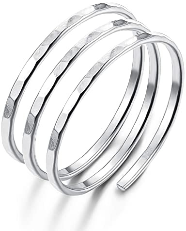 Morfetto 925 sterling silver löv ringar justerbar vintage ring för kvinnor män wrap bred statement-ring öppen stapelbara tumringar, 54 ou 56, Sterlingsilver