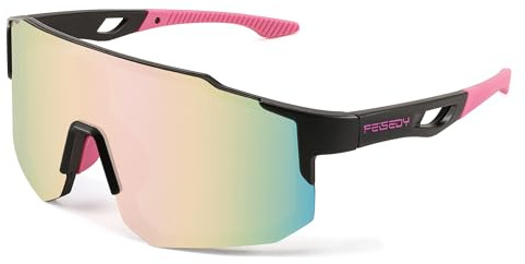 FEISEDY Sport Sonnenbrille Herren Damen Fahrradbrille Radbrille Verspiegelt Sportbrille für MTB Rennrad Radfahren Biking Laufen Enduro mit UV400 Schutz B2388
