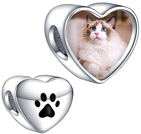 LaMenars Personalized Photo charme coeur maman perles en argent sterling personnalisé IMAGE TV amour griffe impression femme bracelet et collier fille cadeau