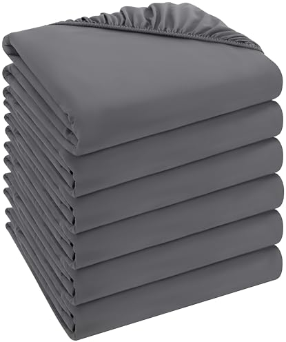 Utopia Bedding - 6er Set Spannbettlaken 140 x 200 cm - Grau - Gebürstete Mikrofaser Spannbetttuch - 35 cm Tiefe Tasche