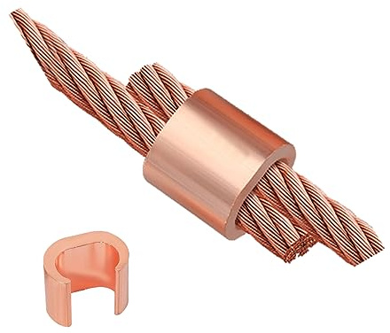 BEKMLOD 10Pcs U Shaped Thick Copper Crimping Terminal Connector Kit, Copper Crimping Sleeve, Non Insulated Copper Wire and Wire Connection Terminals, Suitable for 9,10,11 Awg Gauge