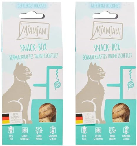 MjAMjAM - Premium Snackbox für Katzen - schmackhaftes Thunfischfilet, gefriergetrocknet, 2er Pack (1 x 35 g) 33304