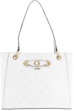Guess Izzy Peony Christmas Tote Bag, White, 36 x 26 x 10 cm